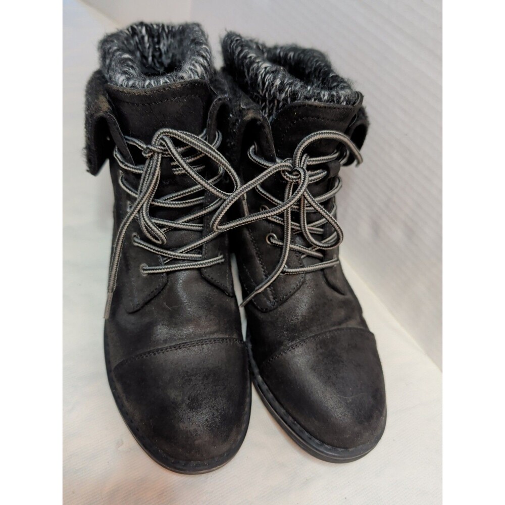 Cliffs By White Mountain Ankle Boots Black w/ Sweater Cuff Womens 7.5 Fall Cute - Picture 2 of 7